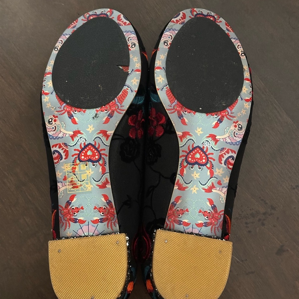 Irregular‎ Choice Casa Blanka Black Floral Embroidered Flats Women UK 38 US 7.5 - Picture 13 of 14